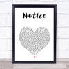 Thomas Rhett Notice White Heart Song Lyric Wall Art Print