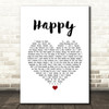 Secrets in Stereo Happy White Heart Song Lyric Wall Art Print