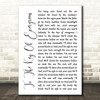 The Devil Wears Prada To The Key Of Evergreen White Script Song Lyric Wall Art Print