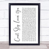 Van Halen Can't Stop Lovin' You White Script Song Lyric Wall Art Print