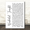 Eric Clapton Wonderful Tonight White Script Song Lyric Wall Art Print