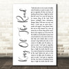 Roger Miller King Of The Road White Script Song Lyric Wall Art Print