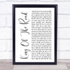 Roger Miller King Of The Road White Script Song Lyric Wall Art Print