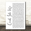 Dave Matthews Band Crash Into Me White Script Song Lyric Wall Art Print