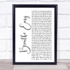 Blue Breathe Easy White Script Song Lyric Wall Art Print