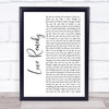 Roachford Love Remedy White Script Song Lyric Wall Art Print