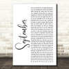 Earth, Wind And Fire September White Script Song Lyric Wall Art Print