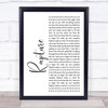 iiO Rapture White Script Song Lyric Wall Art Print