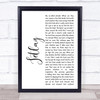 Brendan Benson Jetlag White Script Song Lyric Wall Art Print