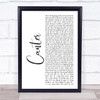 Gerry Cinnamon Canter White Script Song Lyric Wall Art Print