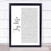 The Weeknd Try Me White Script Song Lyric Wall Art Print