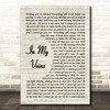 Andrew Belle In My Veins Song Lyric Vintage Script Quote Print