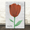 Any Song Lyrics Custom Grey Script Watercolour Tulip Song Lyric Print