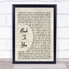 Bryan Adams Back To You Song Lyric Vintage Script Quote Print