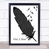 Shinedown What A Shame Black & White Feather & Birds Song Lyric Print
