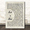 Back To Black Amy Winehouse Script Quote Song Lyric Print