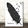 The Script Superheroes Black & White Feather & Birds Song Lyric Print