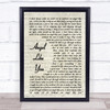 Eli Young Band Angel Like You Song Lyric Vintage Script Quote Print