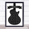 Def Leppard Hysteria Black & White Guitar Song Lyric Print
