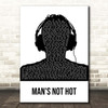 Big Shaq Man's Not Hot Black & White Man Headphones Song Lyric Print