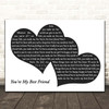 Queen You're My Best Friend Landscape Black & White Two Hearts Song Lyric Print