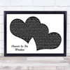 Travis Flowers In The Window Landscape Black & White Two Hearts Song Lyric Print