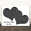 Celine Dion My Heart Will Go On Landscape Black & White Two Hearts Song Lyric Print