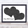 David Bowie Time Will Crawl Landscape Black & White Two Hearts Song Lyric Print