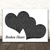 Escape the Fate Broken Heart Landscape Black & White Two Hearts Song Lyric Print