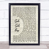 Panic At The Disco Girls Girls Boys Song Lyric Vintage Script Quote Print