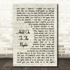 Richard Marx Hold On To The Nights Song Lyric Vintage Script Quote Print