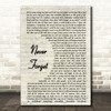 Take That Never Forget Song Lyric Vintage Script Quote Print