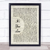 Tim McGraw It's Your Love Song Lyric Vintage Script Quote Print