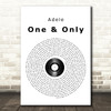 Adele One And Only Vinyl Record Song Lyric Quote Print