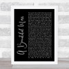 Jason Mraz A Beautiful Mess Black Script Song Lyric Print