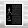 Nahko And Medicine For The People Dear Brother Black Script Song Lyric Print