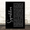 Stevie Wonder Superstition Black Script Song Lyric Print