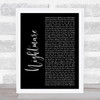 Avenged Sevenfold Nightmare Black Script Song Lyric Print