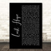 Paramore Last Hope Black Script Song Lyric Print