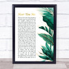 Jimmy Eat World Hear You Me Gold Green Botanical Leaves Side Script Song Lyric Print