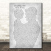 Bryan Adams (Everything I Do) I Do It For You Father & Child Grey Song Lyric Print