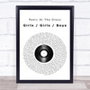 Panic At The Disco Girls Girls Boys Vinyl Record Song Lyric Quote Print