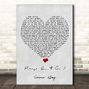 KWS Please Don't Go - Game Boy Grey Heart Song Lyric Print