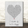 Rothwell I Wonder If Youre Happy Grey Heart Song Lyric Print