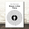 Van Morrison Days Like This Vinyl Record Song Lyric Quote Print