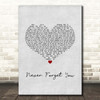 Noisettes Never Forget You Grey Heart Song Lyric Print