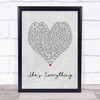 Brad Paisley She's Everything Grey Heart Song Lyric Print