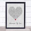 Shania Twain Because Of You Grey Heart Song Lyric Print
