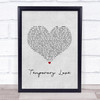 Ben Platt Temporary Love Grey Heart Song Lyric Print