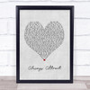 You Me At Six Always Attract Grey Heart Song Lyric Print